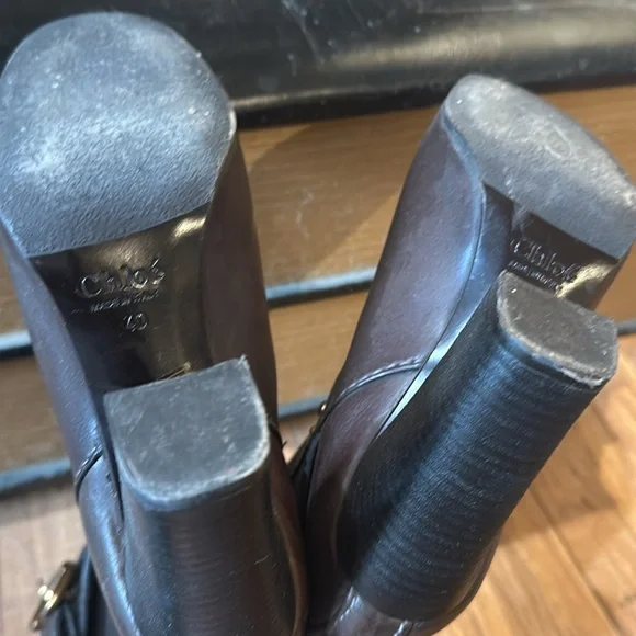 EUC Chloe brown leather buckle boots sz 40 - Picture 5 of 5